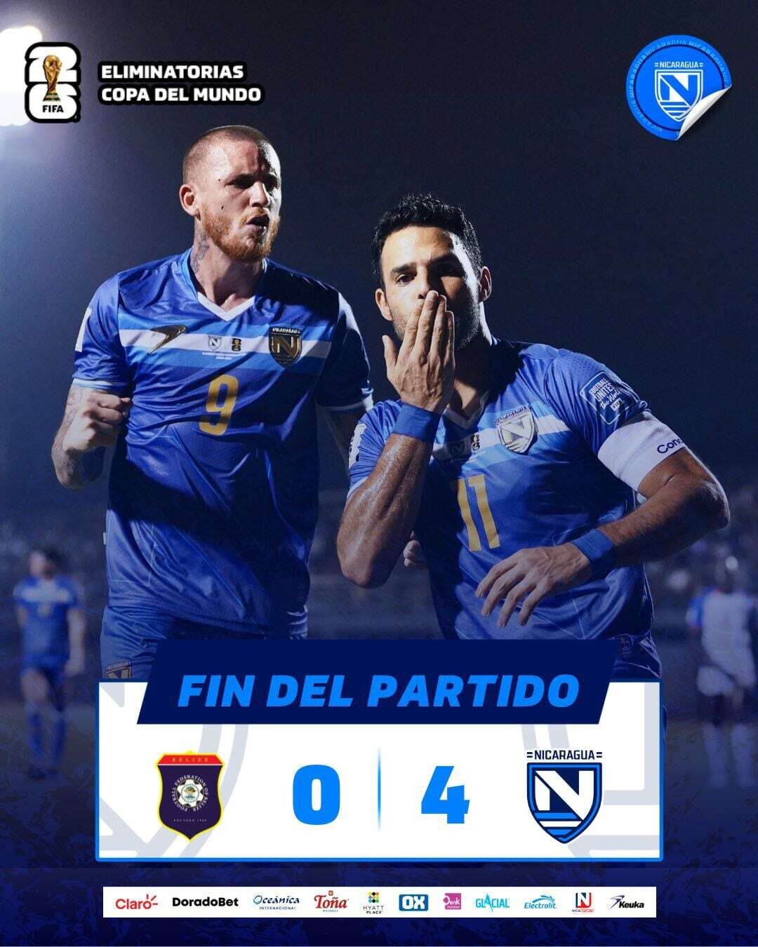 Сборная Никарагуа побеждает сборную Белиза в отборочных матчах ЧМ